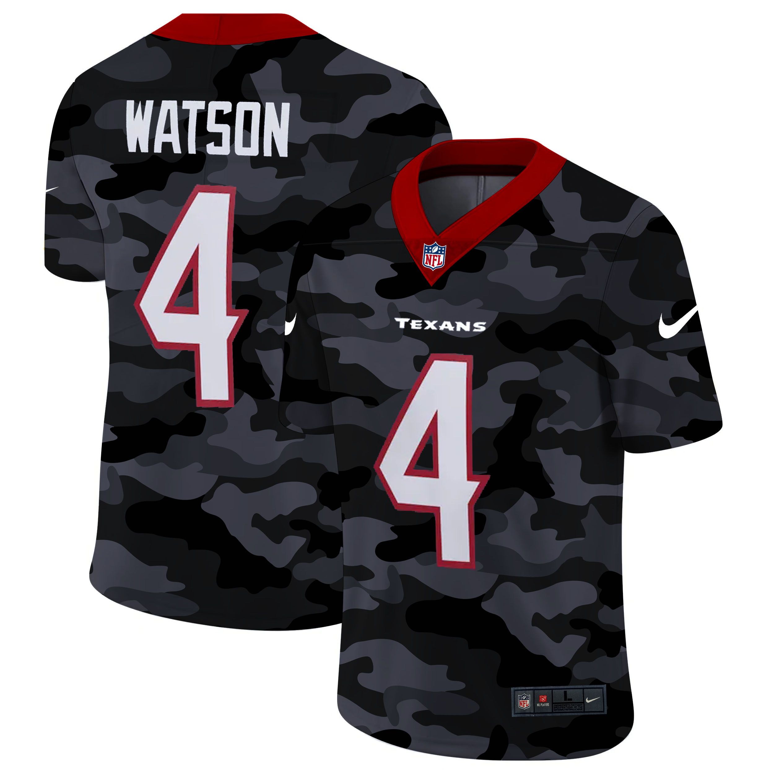 Men Houston Texans #4 Watson 2020 Nike Camo Salute to Service Limited NFL Jerseys